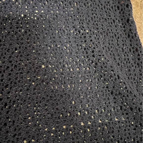 Navy Crochet Short Sleeve 1 Button Cardigan - Picture 12 of 12